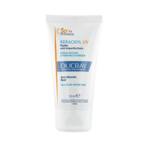 ducray keracnyl uv fluide anti-imperfections peaux grasses a tendance acneique spf50 50ml